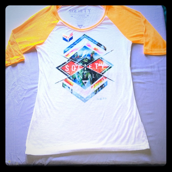 Society White and Neon Tee-Shirt - Picture 1 of 3